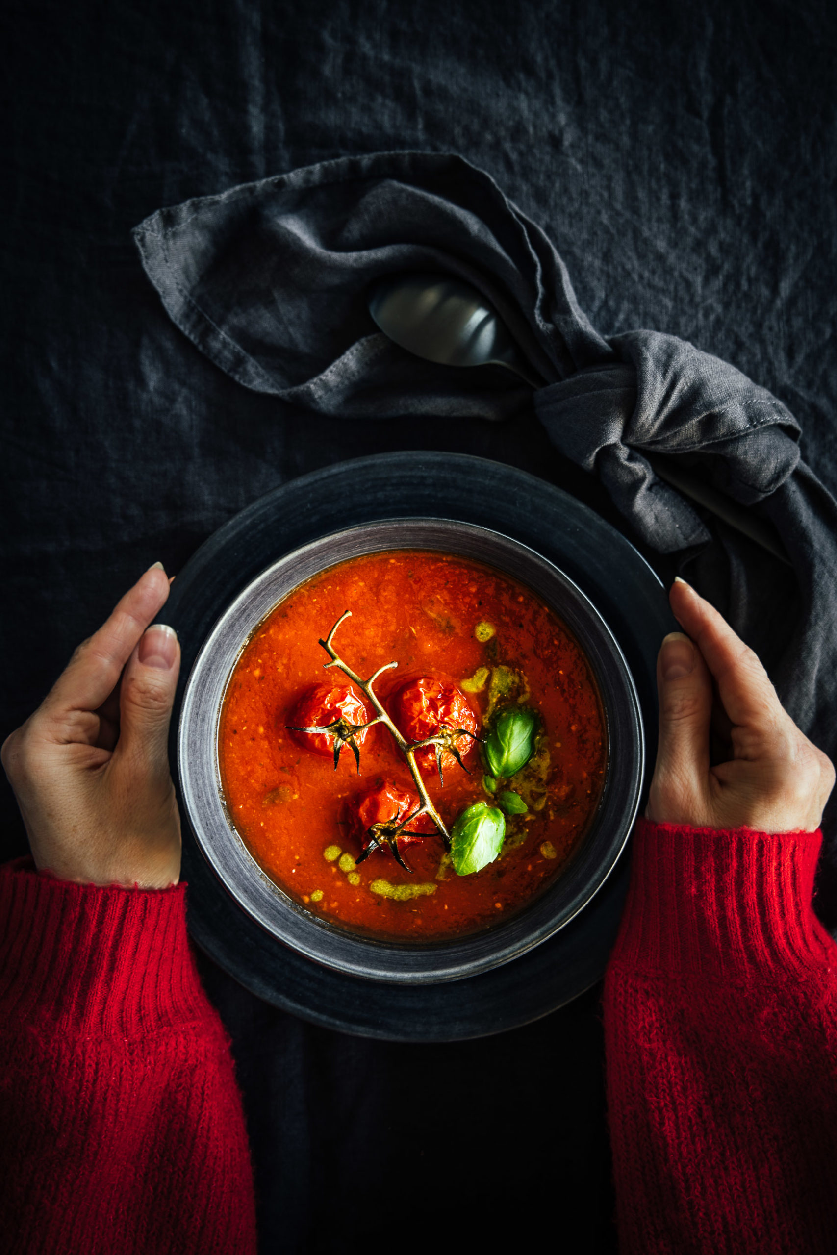 Roasted Tomato Soup photography by Zuzana Rainet, food photographer from Bratislava Slovakia