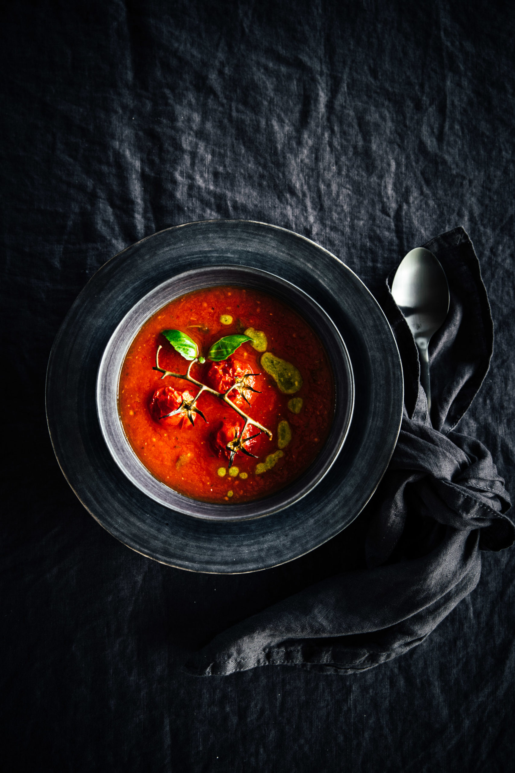 Roasted Tomato Soup photography by Zuzana Rainet, food photographer from Bratislava Slovakia