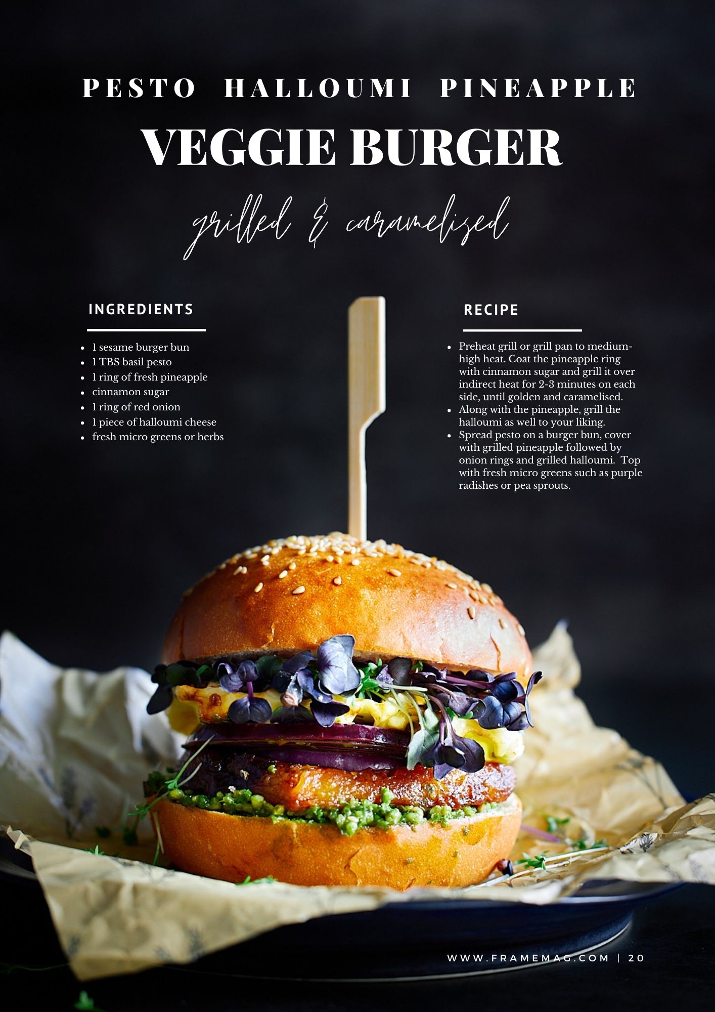 Food Magazine editorial veggie burger by Slovak food photographer Zuzana Rainet from Bratislava